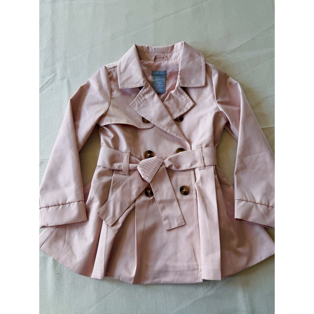 Tahari Toddler Girls Blush Pink Double-Breasted Pleated Trench Coat Size 3T
